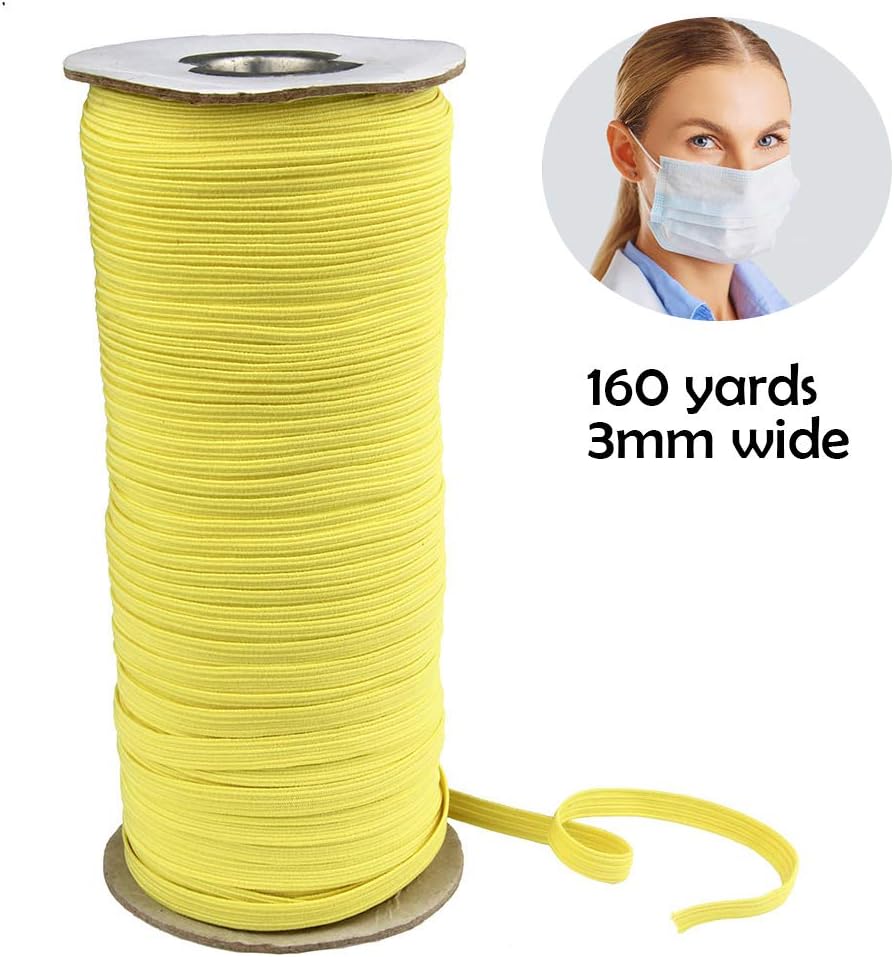 ChicSoleil 3.0/6.0 MM Stretch Flat Knit Beading Elastic Cord White Multi Colour + Ruler, 200 Yard Bracelet String Rope for Sewing Face Cover, Jewelry DIY, Arts and Crafts