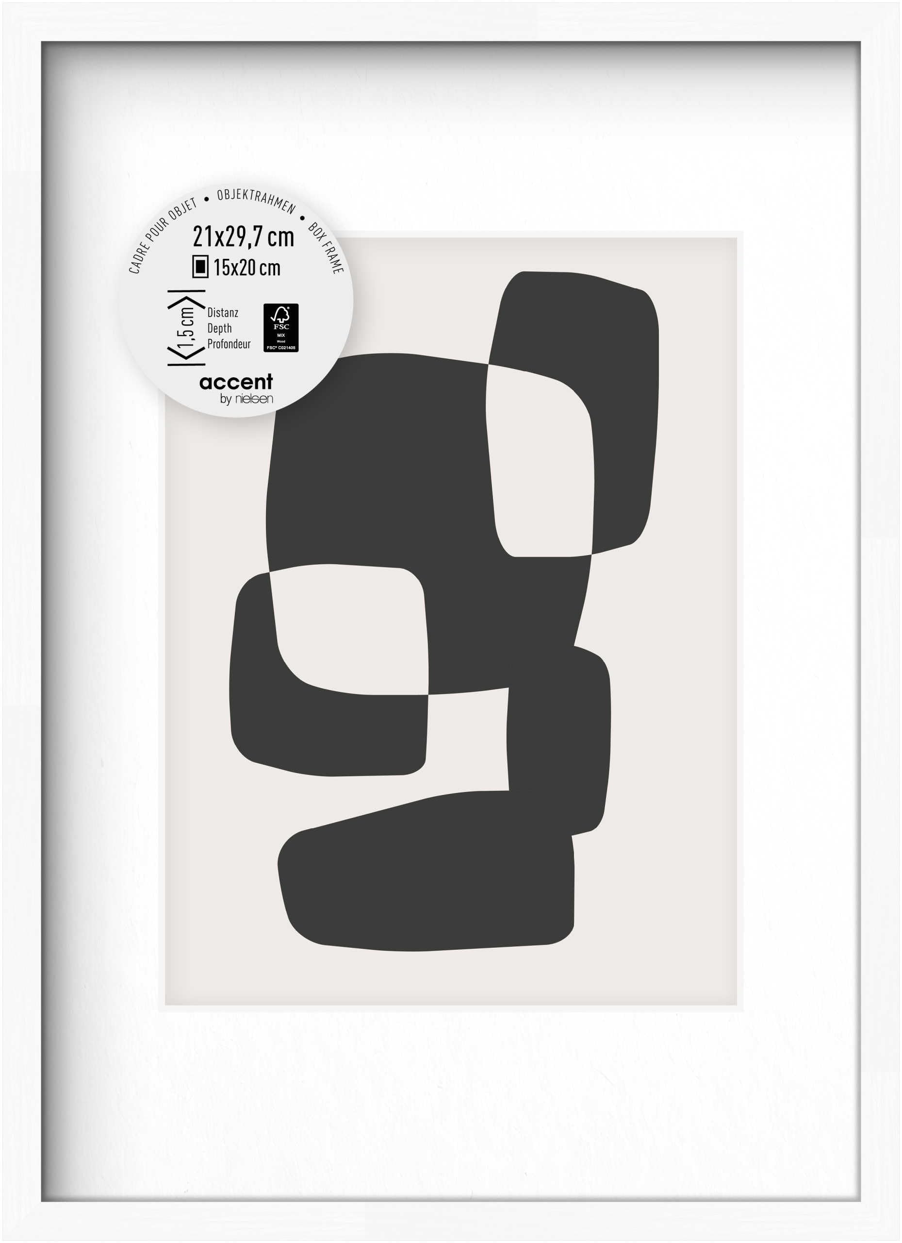 accent by nielsen picture frame Aura, 21x29.7 cm, MDF white, for photos and portraits, portrait and landscape format, sturdy back panel