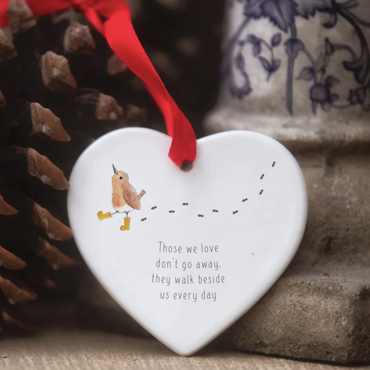 Walk Beside Us Memorial Heart – Ceramic Keepsake Sympathy Gift for Loved One