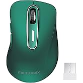 memzuoix 2.4G Wireless Mouse, 1400 DPI Computer Mice USB Receiver, Portable Wireless USB Mouse Battery Powered Cordless Mice for Laptop, PC, Desktop, 5 Buttons (Dark Green)