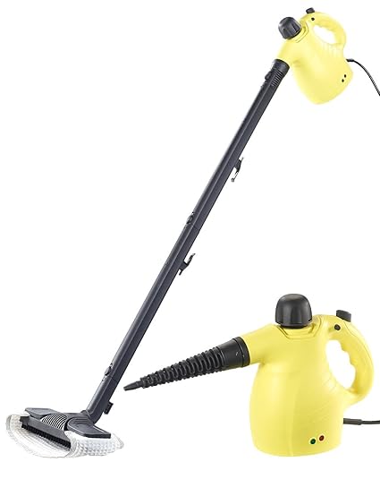 Sichler Haushaltsgeräte Dampfbesen: 2in1-Hand-Dampfreiniger, Dampfmopp & -Besen, 13-tlg. Zubehör, 1.050W (Dampfgerät)