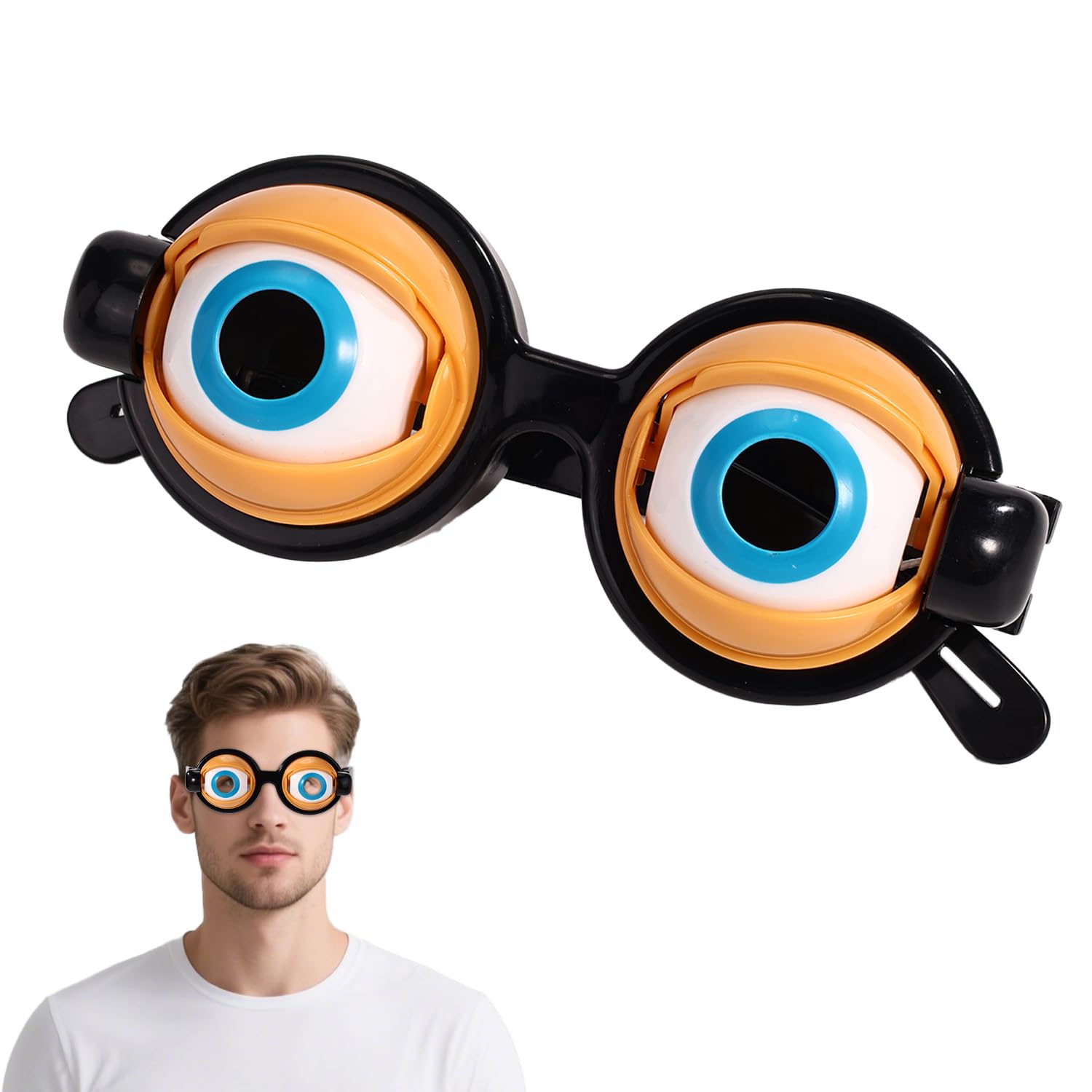 Sinbana Crazy Eyes Glasses for Adults, Funny Wink Blink Googly Disguise Eyeglasses with Adjustable Strap Novelty Gag Gift Party Prank Prop