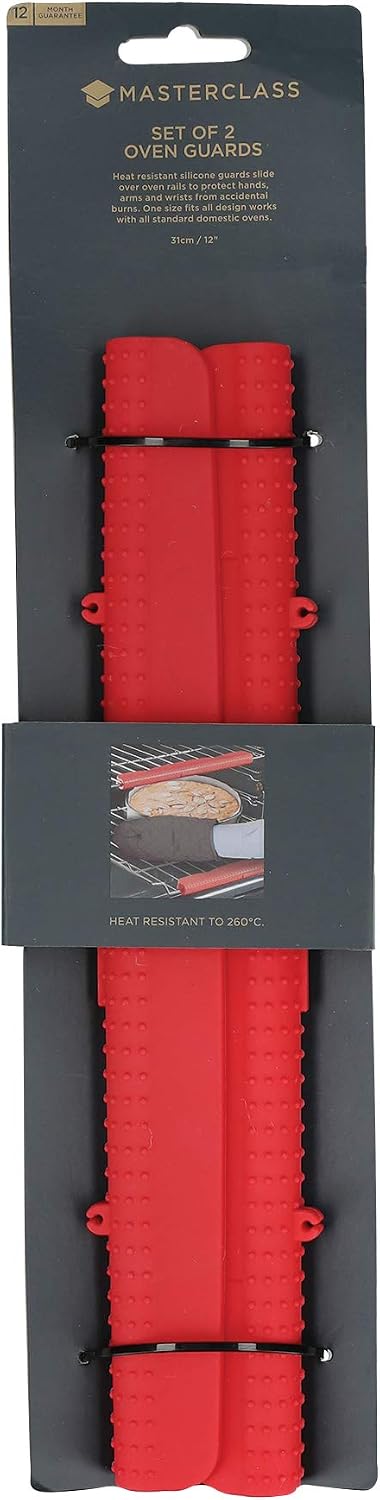 MasterClass Universal Silicone Oven Shelf Guards, 31 cm (12") (Set of 2) - Red