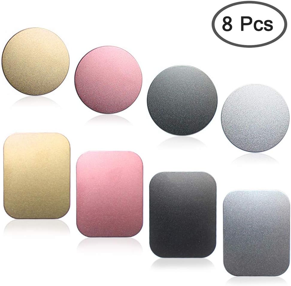 SENHAI 8 pcs Phone Car Mount Metal Plate with Adhesive for Magnetic Cradle-less Mount, 4 Rectangular and 4 Round, Black - Image 3