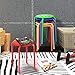 Topeakmart Set of 5 Classroom Stackable Stools Plastic Stack Stools Blue/Green/Red/White/Yellow Bar Stools Set 17.3in Height