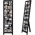 Adeco Wood Screen Style Collage Picture Photo Frame, 16 Opening Decorative Floor Standing Easel Photo Frame, 4 x 6 Inch, 1 PC