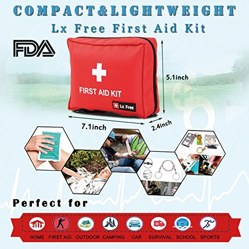 Lx free Mini First Aid Kit - (100 Pieces) Compact Emergency Bag For Car, Motorcycle, Vehicle, Home & Outdoor Suitable for Baby, Child, Toddler and Pets
