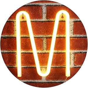 Light Up LED Neon Letters Sign Wall Decorative Neon Lights Warm White Alphabet Marquee Letter Lights For Birthday Wedding Party Decor - M