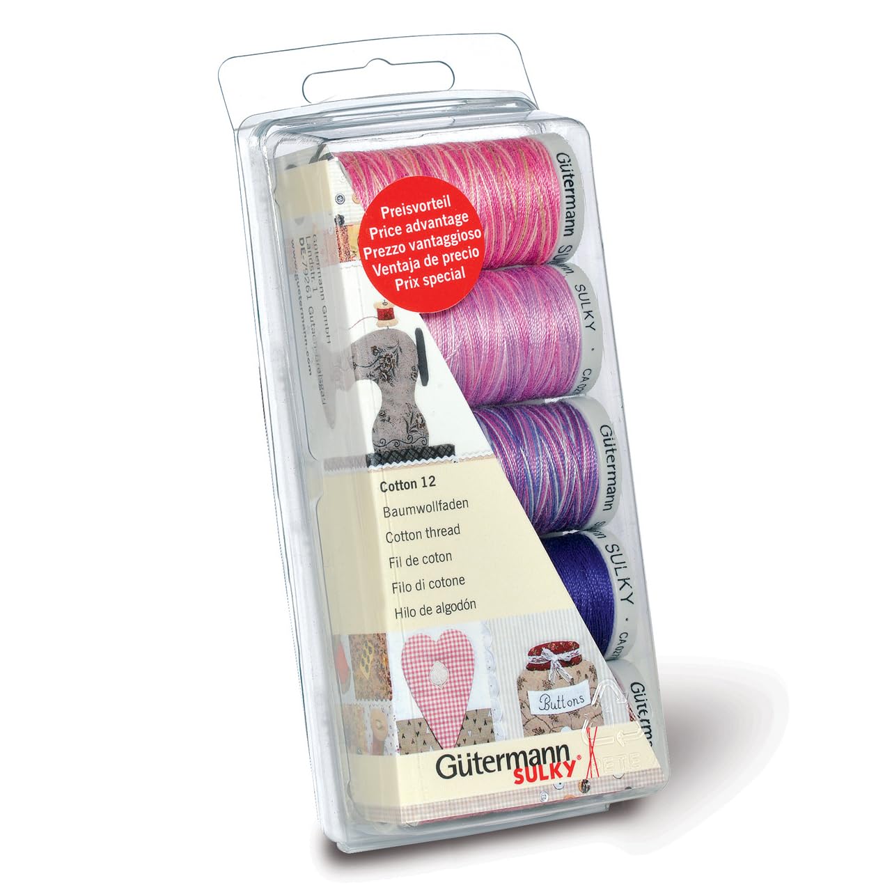 Gutermann Thread Set: Machine Embroidery Cotton 12-Berry