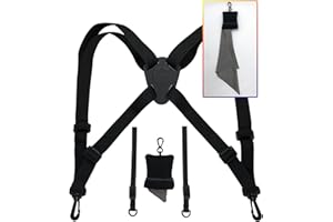 GAIARENA G GAIARENA Binocular Harness, Adjustable Binocular Strap, Cross Bino Harness for Hunting Hiking Birding with Lens Cleaning Cloth, Binocular Chest Harness for Binoculars, Camera and Rangefinders Black