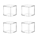 Dayaanee Small Acrylic Box with Lid Clear, 4 Pack