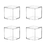 Dayaanee Small Acrylic Box with Lid, 4 Pack Clear