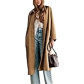 Songling Womens Long Trench Coat Single Breasted Oversized Windproof Trendy Fall Jacket Outerwear Coats