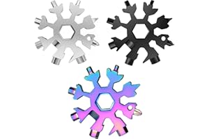 KOSIMI 3 Pack 18-in-1 Snowflake Stainless Steel Multi Tool, Portable and Durable Screwdriver Compact Snowflakes Multitool for Bottle Opener/Outdoor Camping/Keychain for Christmas