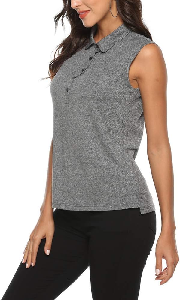 AIRIKE Golf Polo Shirts for Women Sleeveless Summer Sports Athletic Fashionable Workwear-Quick Dry Womens Tank Tops: Clothing