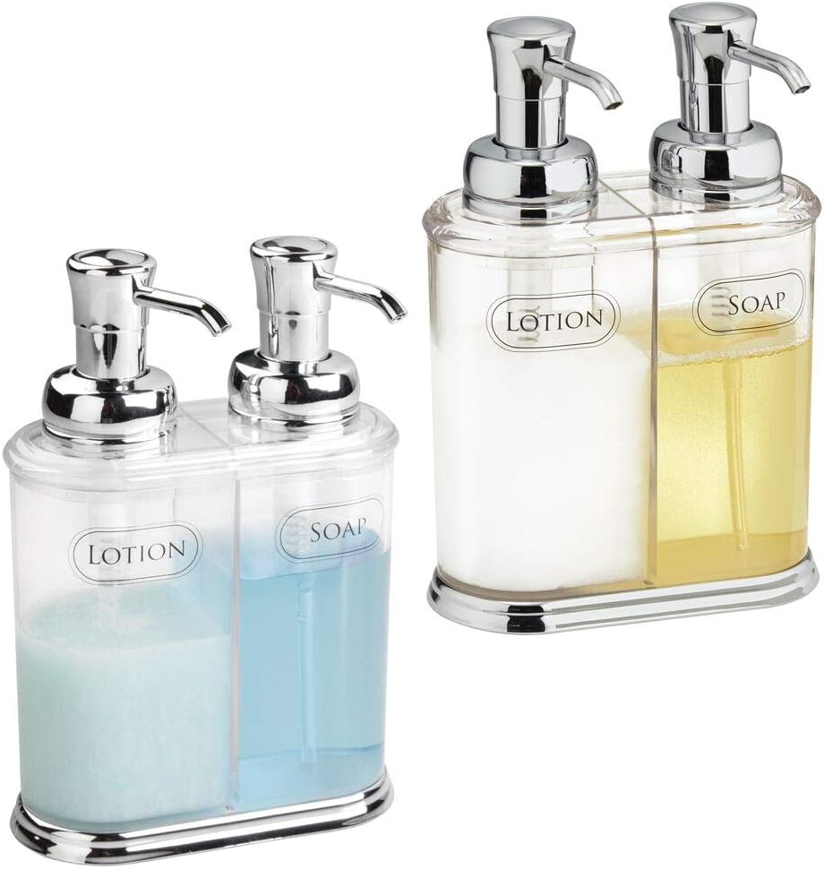 mDesign Refillable Soap Dispenser Duo Double Pump Soap Dispenser