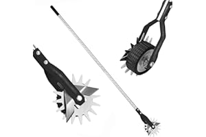 YEELOR Wheel Rotary Edger, Manual Lawn Edger, Stainless Steel Handle,Adjustable Handlebar Length, 58.3-Inch, Rotary Edger Lawn Tool for Sidewalks, Garden, Driveways, Flower Bed, Trimming Grass, black