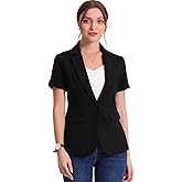 Allegra K Women's 1 Button Blazer Jacket Office Business Short Sleeve Blazer
