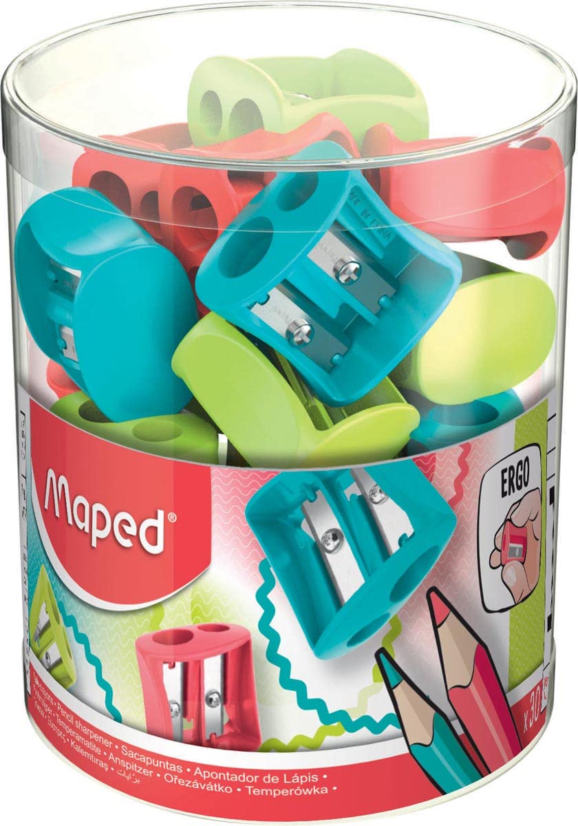 Maped VIVO 2 Hole Pencil Sharpener, Display 30 Units, Green, Red