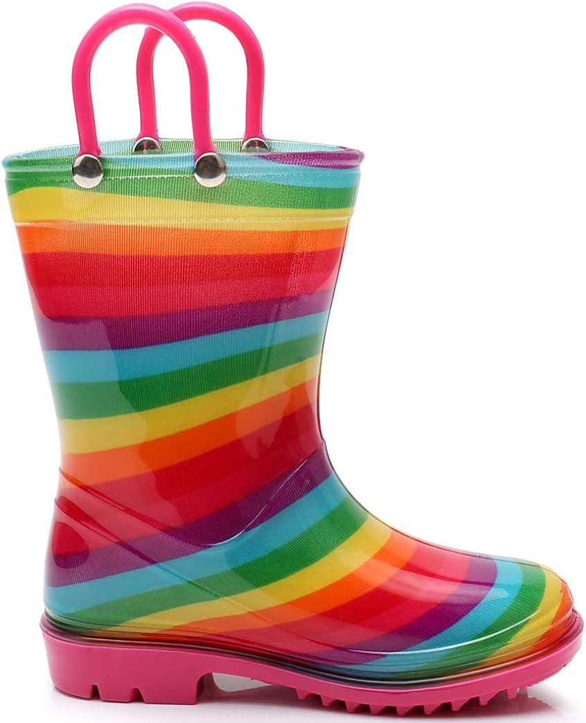 TRIPLE DEER Girl Rainbow Rain Boots Kids Lightweight Cute TRIPLE DEER Girl Rainbow Rain Boots Kids Lightweight Cute