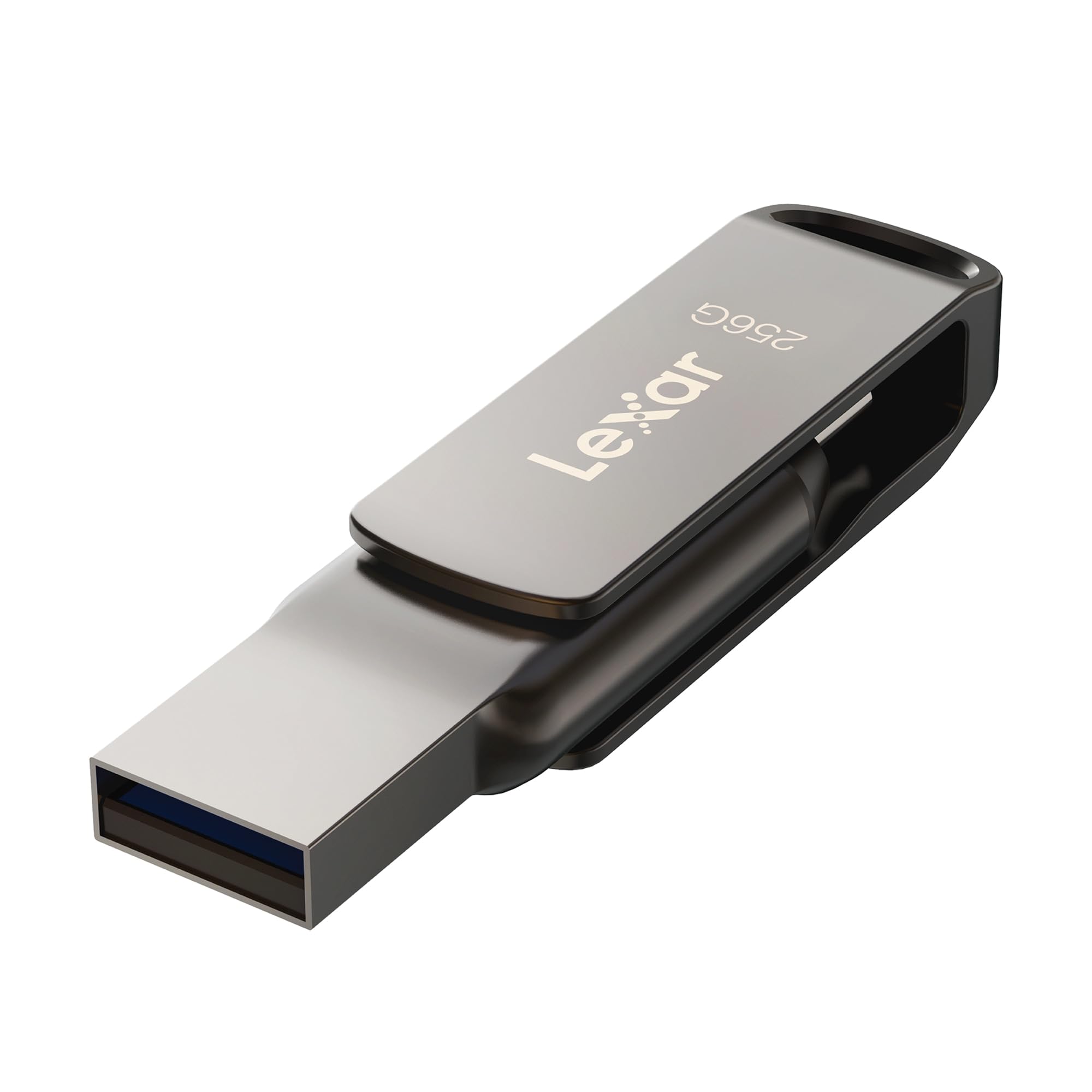 Lexar 256GB JumpDrive Dual Drive D400 USB 3.2 Type-C & Type-A Flash Drive for Storage Expansion, Photo Back-up for iPhone 15, Up to 130MB/s, Metal Housing & Swivel Design, Titanium (LJDD400256G-BNQNU)