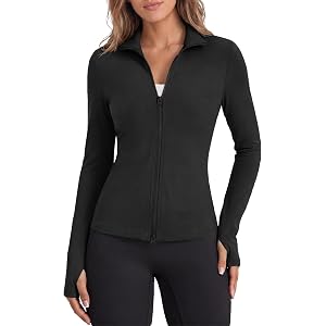 Aoysky Womens Zip Up Workout Jackets Long Sleeve Golf Jacket | Slim Fit, Athletic, Gym Tops, Soft Fabric, Scrub Jacket