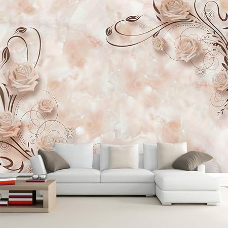 Fototapete 3D Effekt Tapete Romantischer Fliesenmarmor Vliestapete 3D Wallpaper Moderne Wanddeko Wandbilder