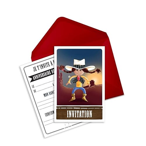 6 Miniz Invit Et Enveloppes Cartes D Invitation Anniversaire Theme Aventuriere Calamity La Cow Boy En Francais Amazon Fr Handmade