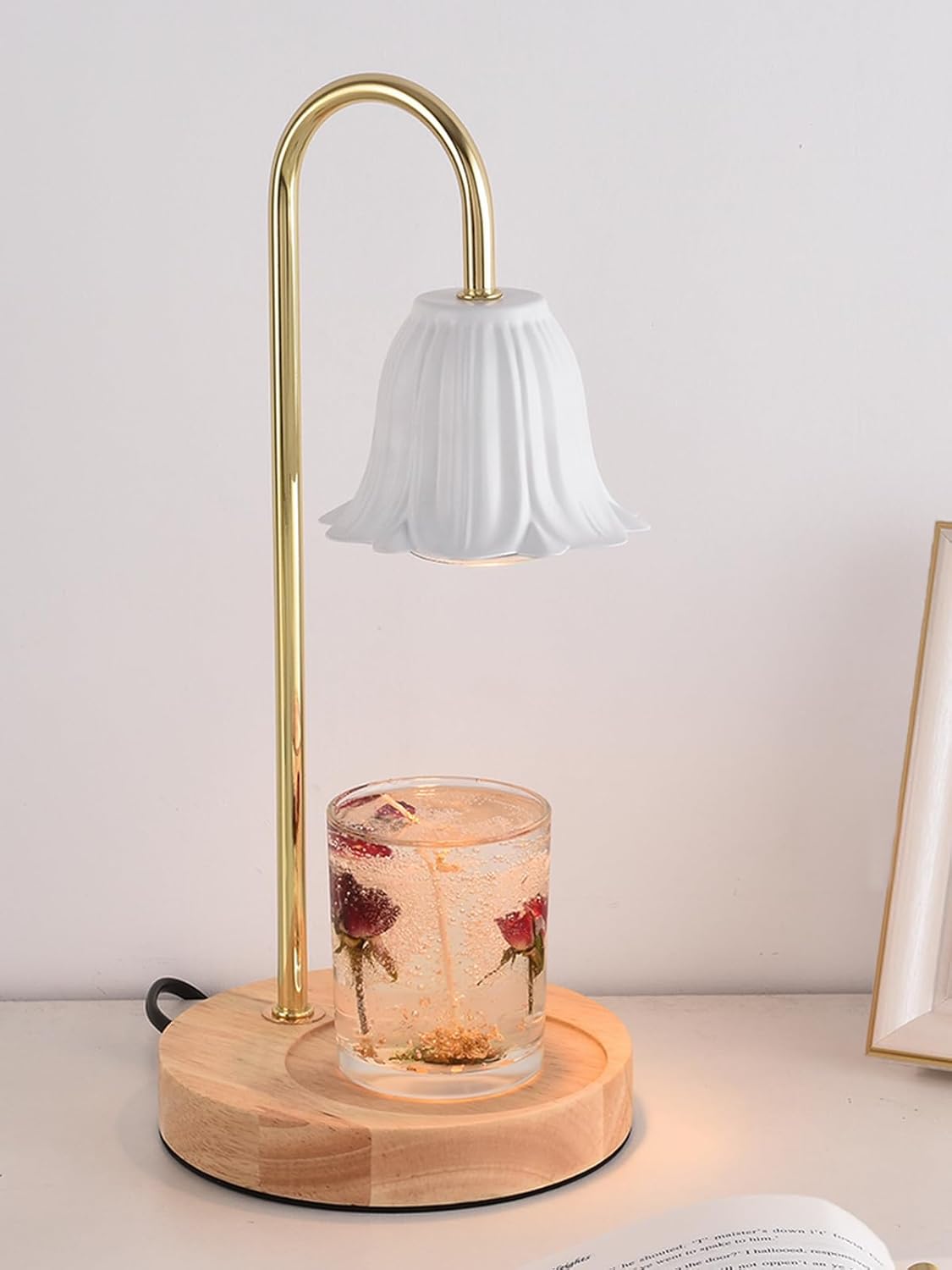 Candles & Holders - Capaniel Candle Warmer Lamp, Dimmable Candle Warmer with Timer with 2 Bulbs, Flower-Shaped Candle Warming Lamp for Jar Candles Wax Melt for Scented Candles for Home Decor (White)