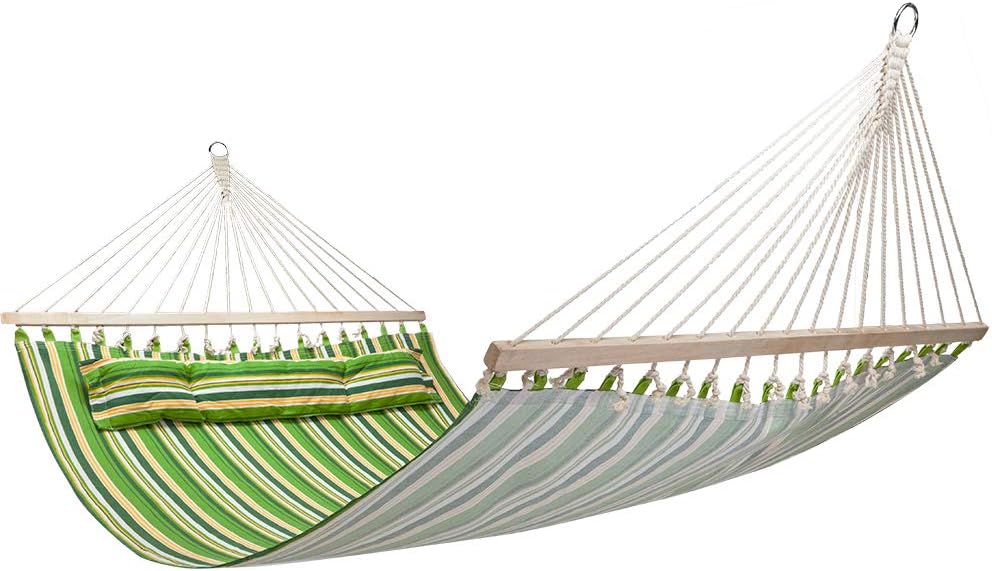 ENOMIN Hammock Quick Dry Hammock Double Size Spreader Bar Outdoor Patio Yard Poolside Hammock with Chains, Total Length: 140.16"（Hammock Length: 82.68"）- 2 Person Hammock 300 Pound Capacity