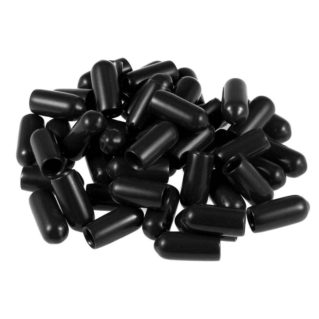 sourcing map 50pcs Rubber End Caps 6mm(1/4-inch) ID Vinyl Round Tube Bolt Cap Cover Screw Thread Protectors Black