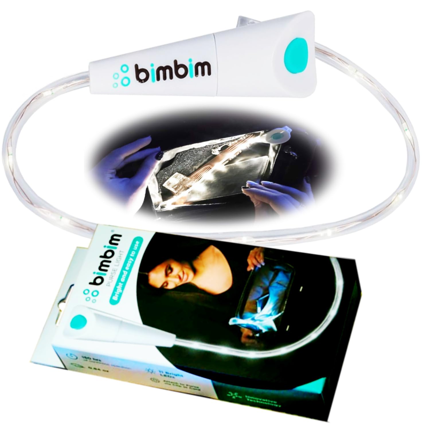 Purse Light Handbag Flashlight - Perfect Bag Illumination for Women, Ladies, Girls - Small, Flexible, Portable LED Light, Clip Car Flashlight - Ideal Present