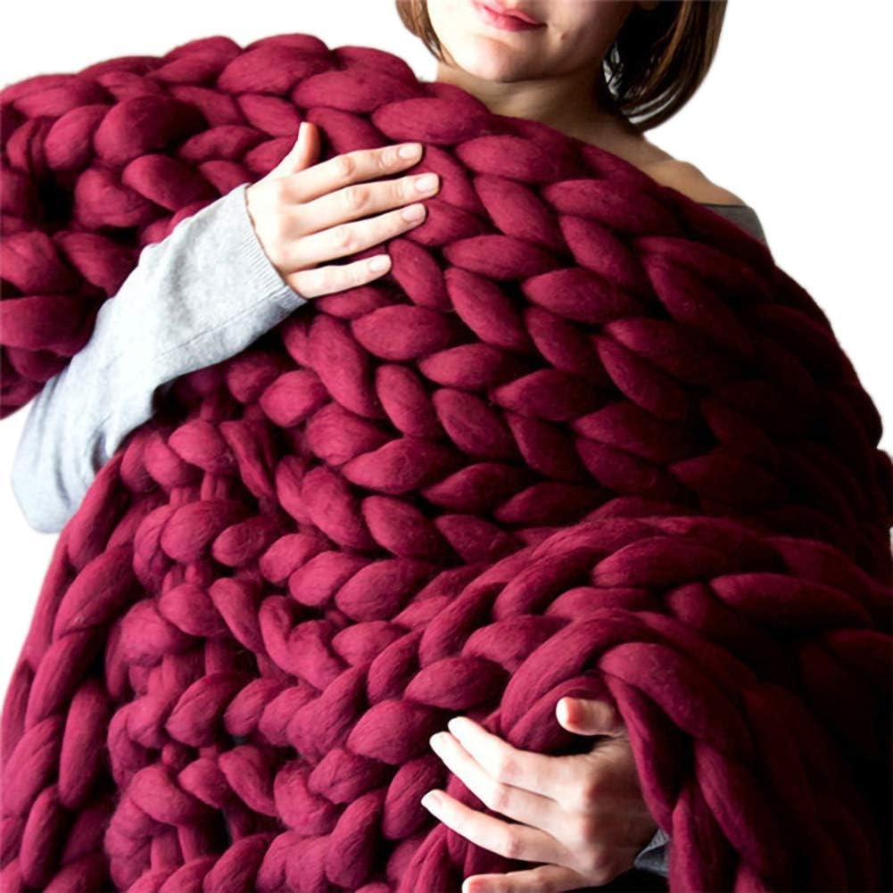 Big Chunky Yarn Knit Blankets Handmade Knitting Throw Blanket for Couch Sofa Chair Home Decoration Super Large Soft Warm Pet Bed Chair Mat Rug