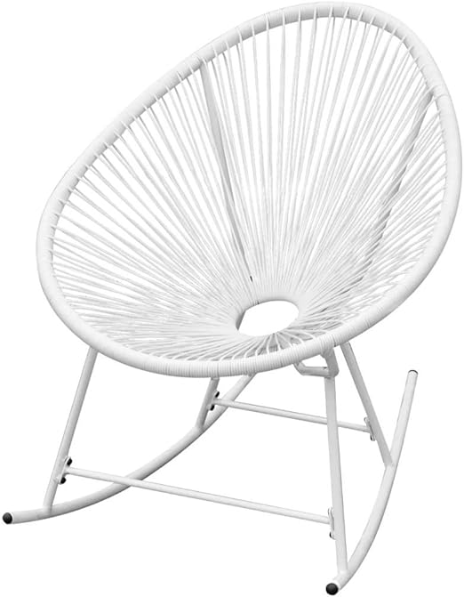 Tidyard Garten Schaukelstuhl Weiss Poly Rattan Amazon De Kuche Haushalt