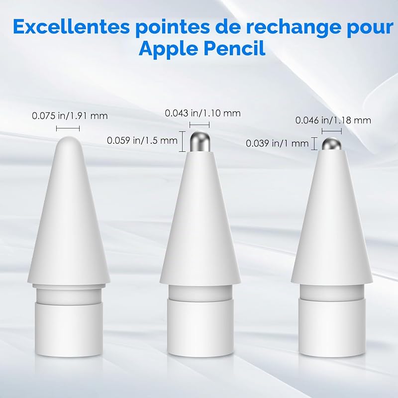 Lot De 4 Pointes Compatible avec Apple Pencil Pro/USB-C/2e/1re Gén