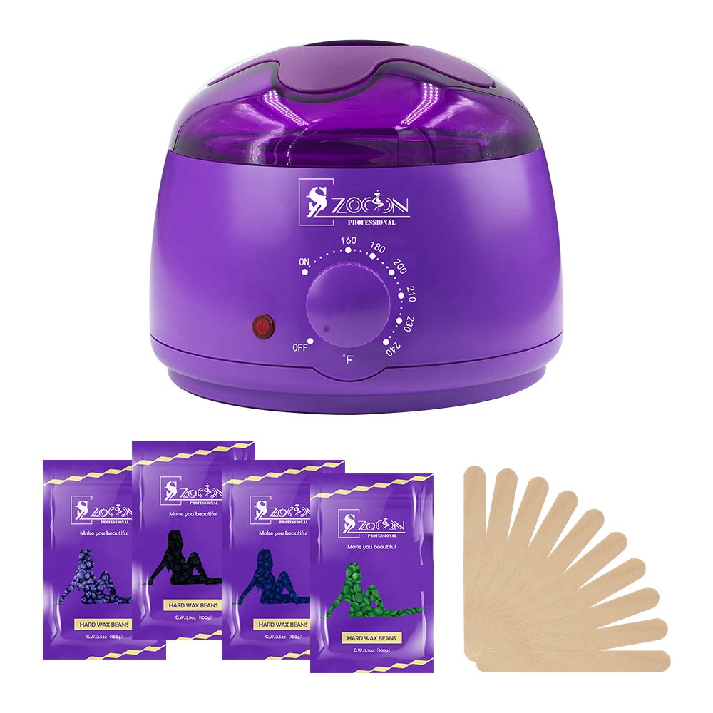 Wax Heater, Hair Removal Waxing Kit, Electric Wax Warmer with 4 Hard Wax Beans and 10 Wax
