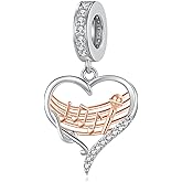 MONGAS Music Charms Sterling Silver Music Note Charms for Bracelets Heart Charm Jewelry for Women