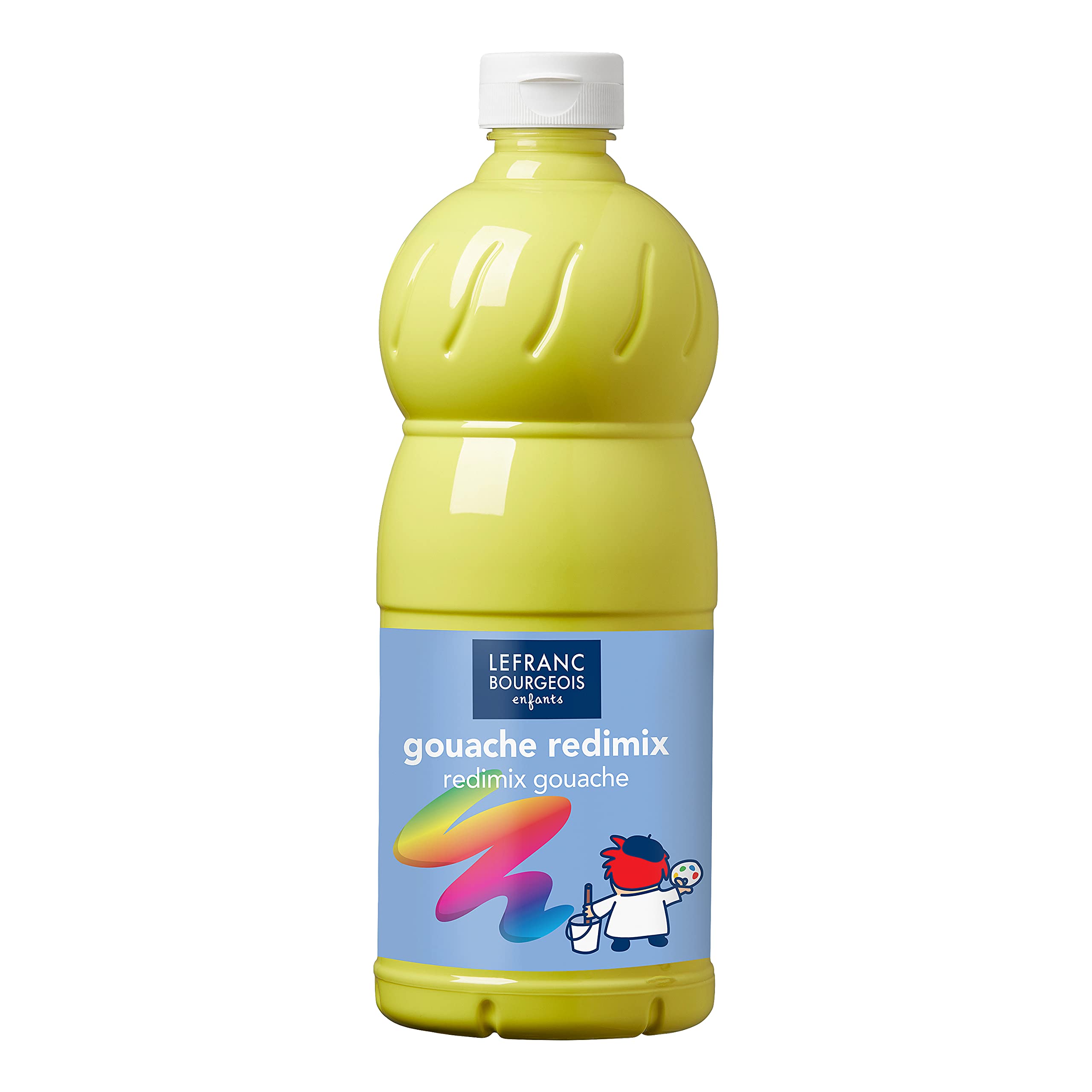 Lefranc & Bourgeois 188279 Children's Ready-to-Use Liquid Tempera Redimix Gouache Paint, 1000 ml Bottle, Lemon Yellow