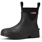 HISEA Mens Mud Boots Short Garden Shoes Ankle Hight Waterproof Neoprene Rubber Rain Boots