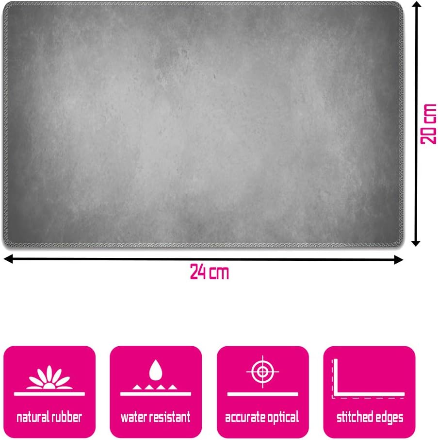 Silent Monsters Mouse Mat Small 10 x 8 inches / 24 x 20 cm, grey, Stitched Edges, washable & rollable Mouse Pad - Image 4