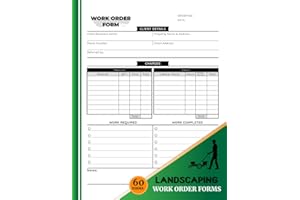 landscaping Work Order Forms: Job Estimate for Landscaper | Record Client Details, Materials, Labor, Work Estimate | 60 Forms