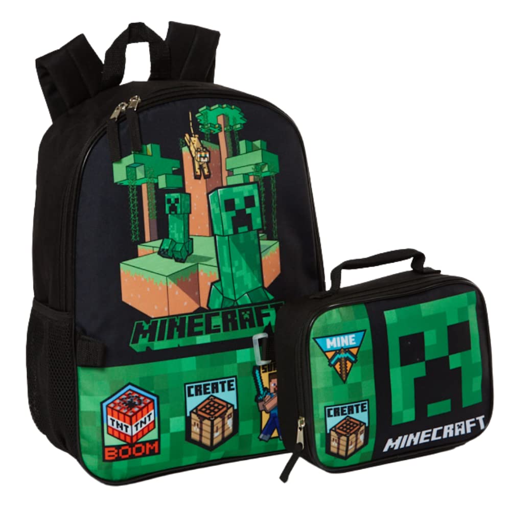 Photo 1 of RALME Minecraft Backpack with Lunch Box Set for Boys & Girls, 16 inch, Value Bundle