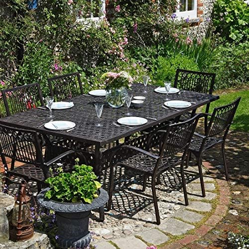 Lazy Susan - SOPHIA 200 x 120 cm Rechteckiger Gartentisch mit 6 Stühlen