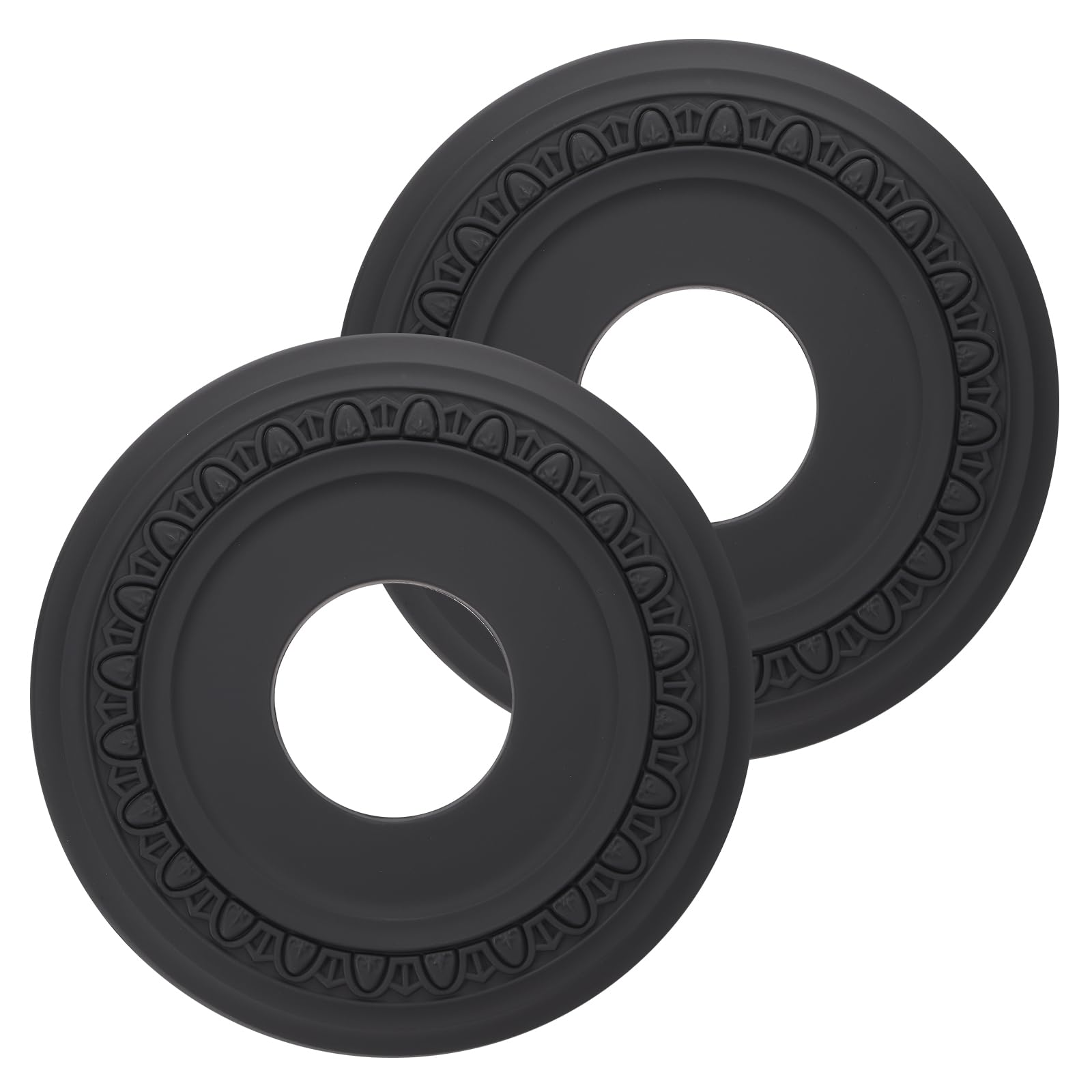 PATIKIL Ceiling Medallion, 2 Pcs 12" OD x 4" ID PU Decorative Ceiling Light Medallion Chandelier Medallion Petal Ceiling Light Cover Plate for Ceiling Light Fixtures Fans, Black