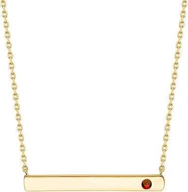 PAVOI 14K Gold Plated Swarovski Crystal Birthstone Bar Necklace | Dainty Necklace | Gold Necklaces for Women |