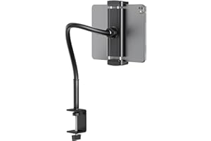 TeQable Tablet Stand for Desk, Gooseneck iPad Holder Clamp Mount, 360° Adjustable Arm Mount for iPad Pro/Air/Mini, Kindle Fir