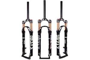 BOLANY MTB Fork Mountain Bike Suspension Fork，26/27.5/29 inch Air Mountain Bike Suspension Fork Suspension MTB Gas Fork 100mm Travel Straight/Tapered Tube Bicycle Front Fork (26, Straight-Manual)