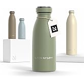 LARS NYSØM Stainless Steel Insulated Water Bottle 12oz 17oz 25oz 34oz 51oz | Insulated Thermo Flask for Hot and Cold Beverages | Leakproof Drinking Bottle (Sage Green, 11.9oz)