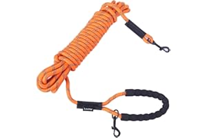 Loutep Long Leash for Dogs 10ft 16ft 30ft 50 Feet 100 Foot Tie Out Check Cord Recall Obedience Rope Lead Extra Longline Long Dog Leash for Small Medium Large Dogs Outdoor Training Camping Tracking