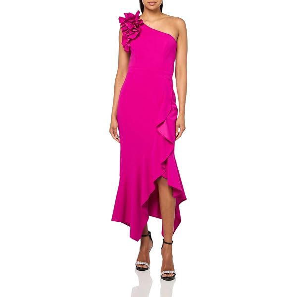 xscape asymmetrical one-shoulder dress Xscape Women's One-Shoulder Ruffle Ball Gown - Navy